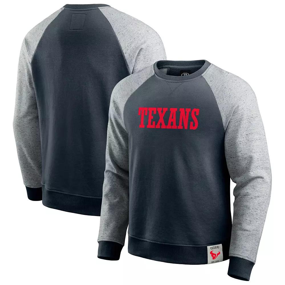 Men's Darius Rucker Collection by Fanatics Heather Gray/Navy Houston Texans Colorblock Pullover Sweatshirt,  Product Image