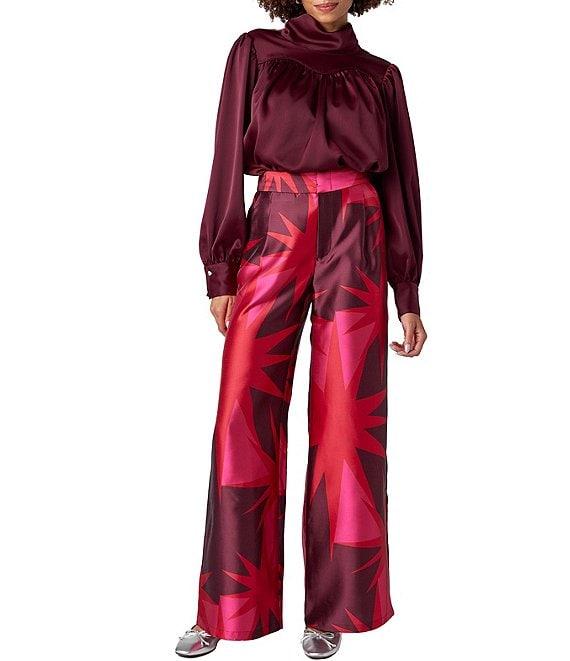 CROSBY by Mollie Burch Cora Faille Abstract Print High Rise Flat Front Wide Leg Full Length Trouser Product Image