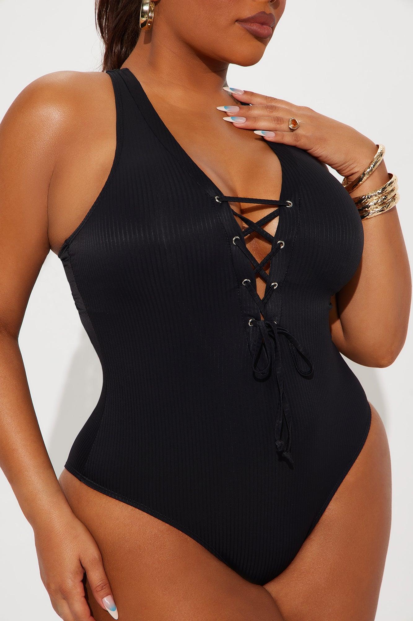 Feeling Good U Wire Ribbed 1 Piece Swimsuit - Black Female Product Image