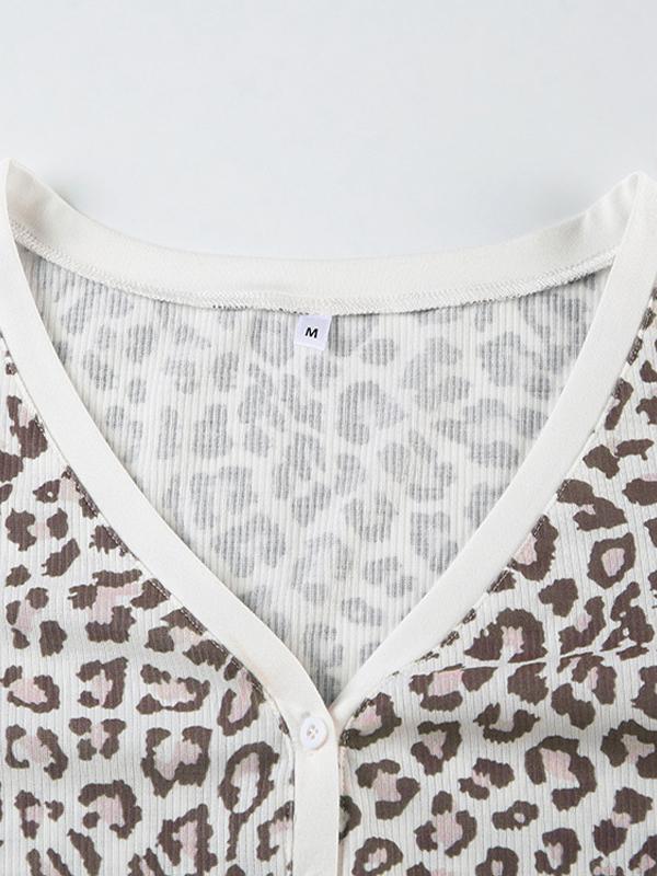 Leopard Print Oversized Long Sleeve Tee Product Image