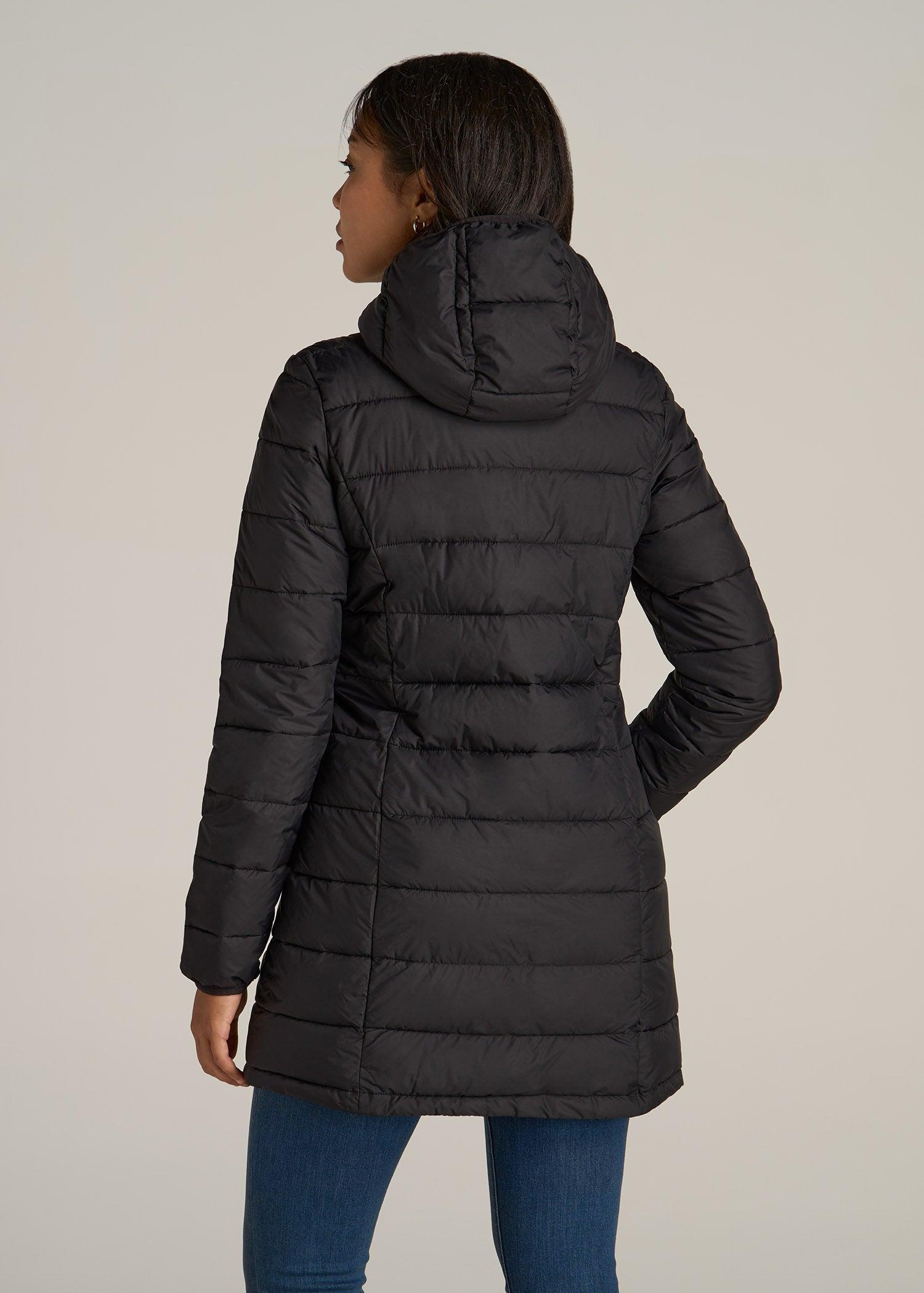 Packable Puffer Jacket for Tall Women in Black Female Product Image