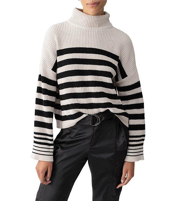 Sanctuary Stay Cozy Chenille Knit Stripe Print Turtleneck Long Sleeve Pullover Sweater Product Image