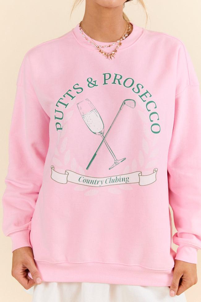Putts & Prosecco Light Pink Graphic Sweatshirt Product Image