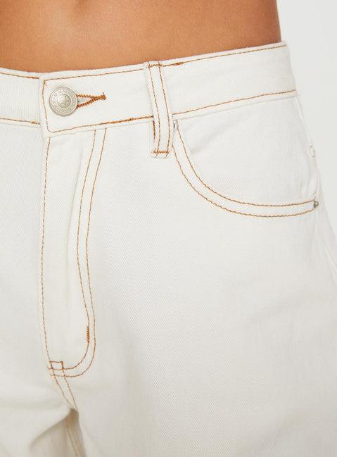 Naylor Wide Leg Jeans Cream Product Image