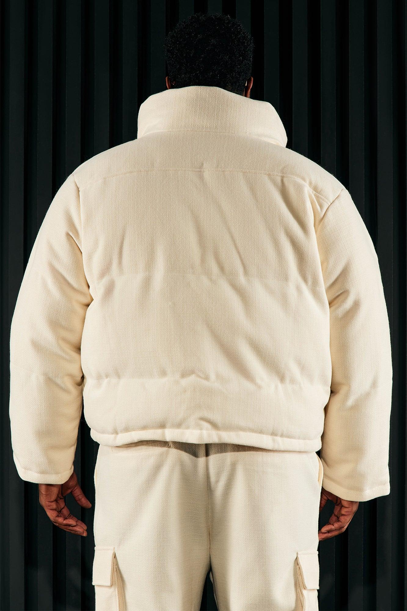 Wilder Textured Weave Cropped Puffer - Cream Product Image