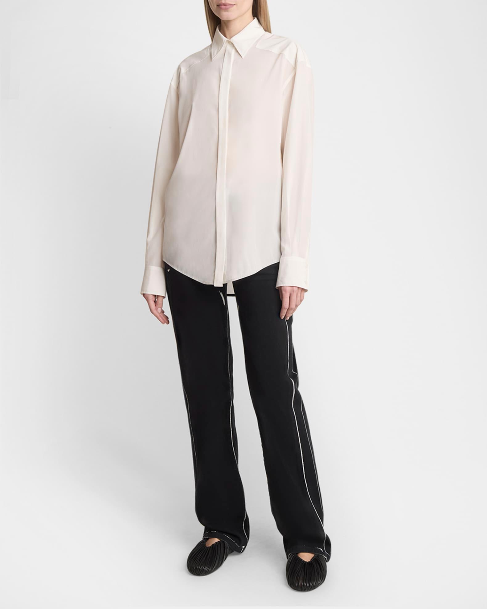 Demi Button-Down Stretch Silk Viscose Blouse Product Image