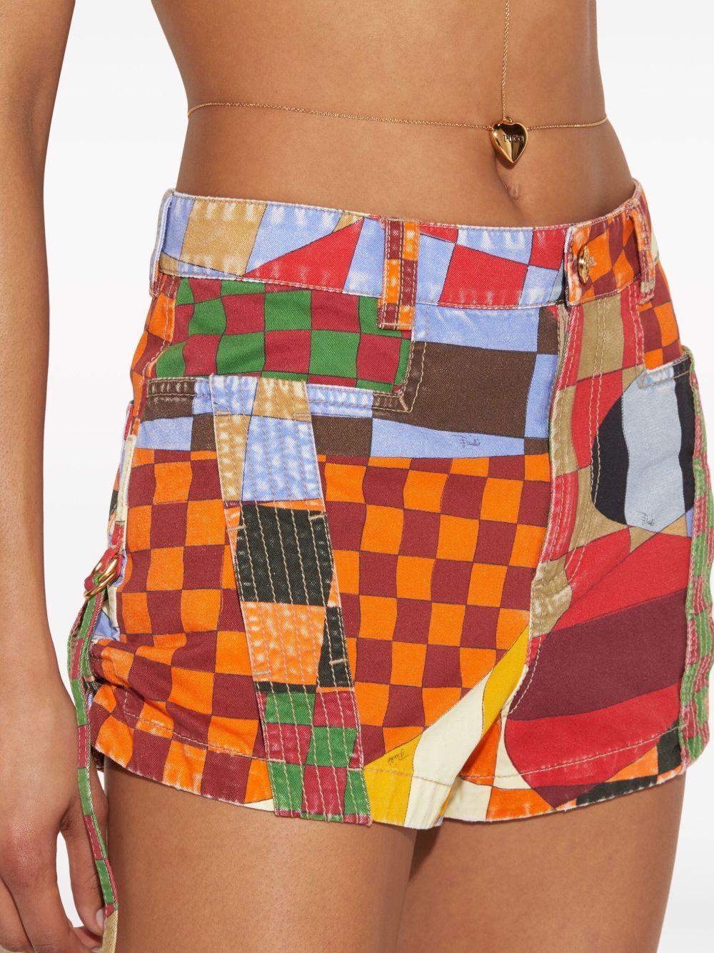 Giardino-print panelled cotton shorts Product Image