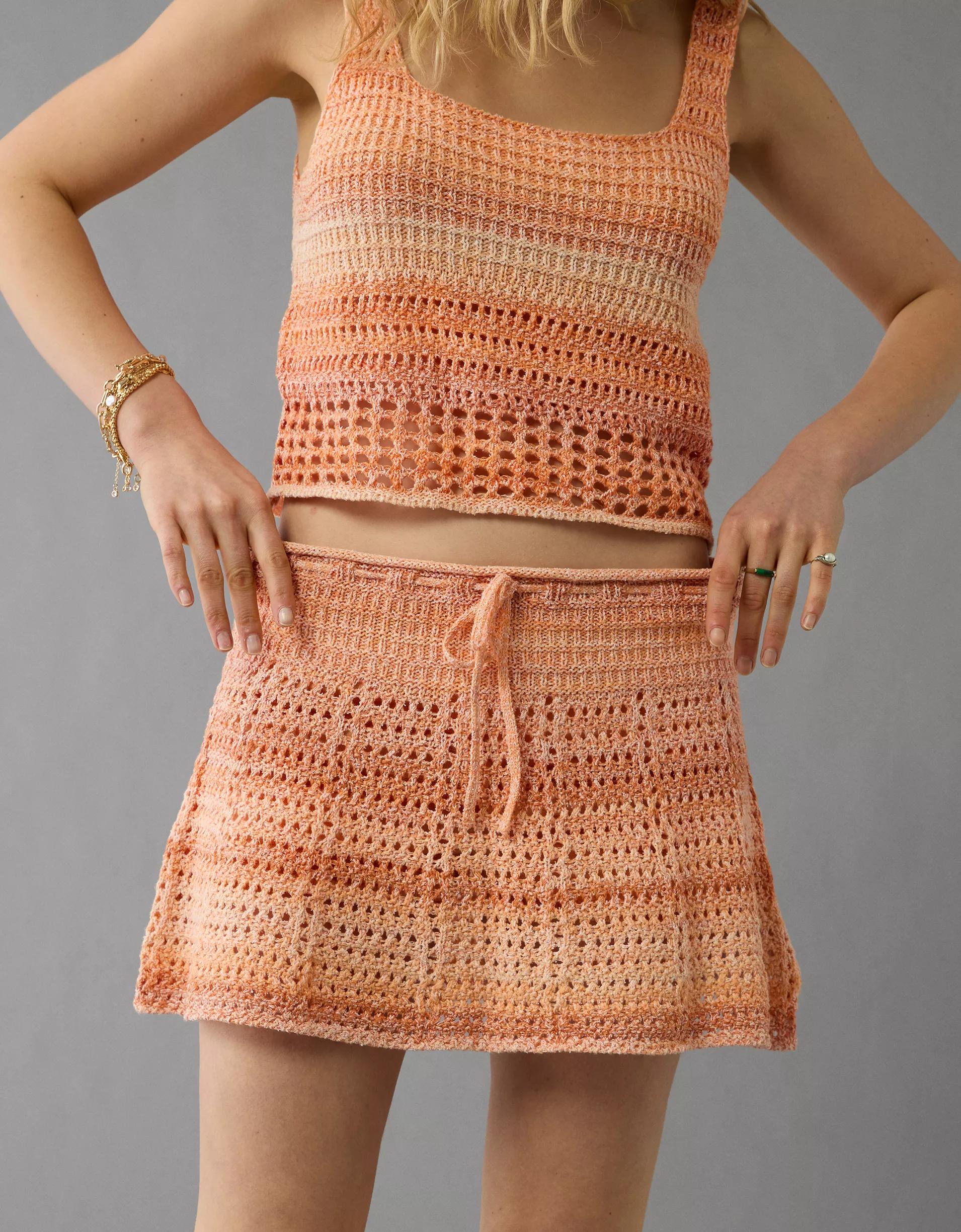 AE High-Waisted Crochet Mini Skirt Product Image