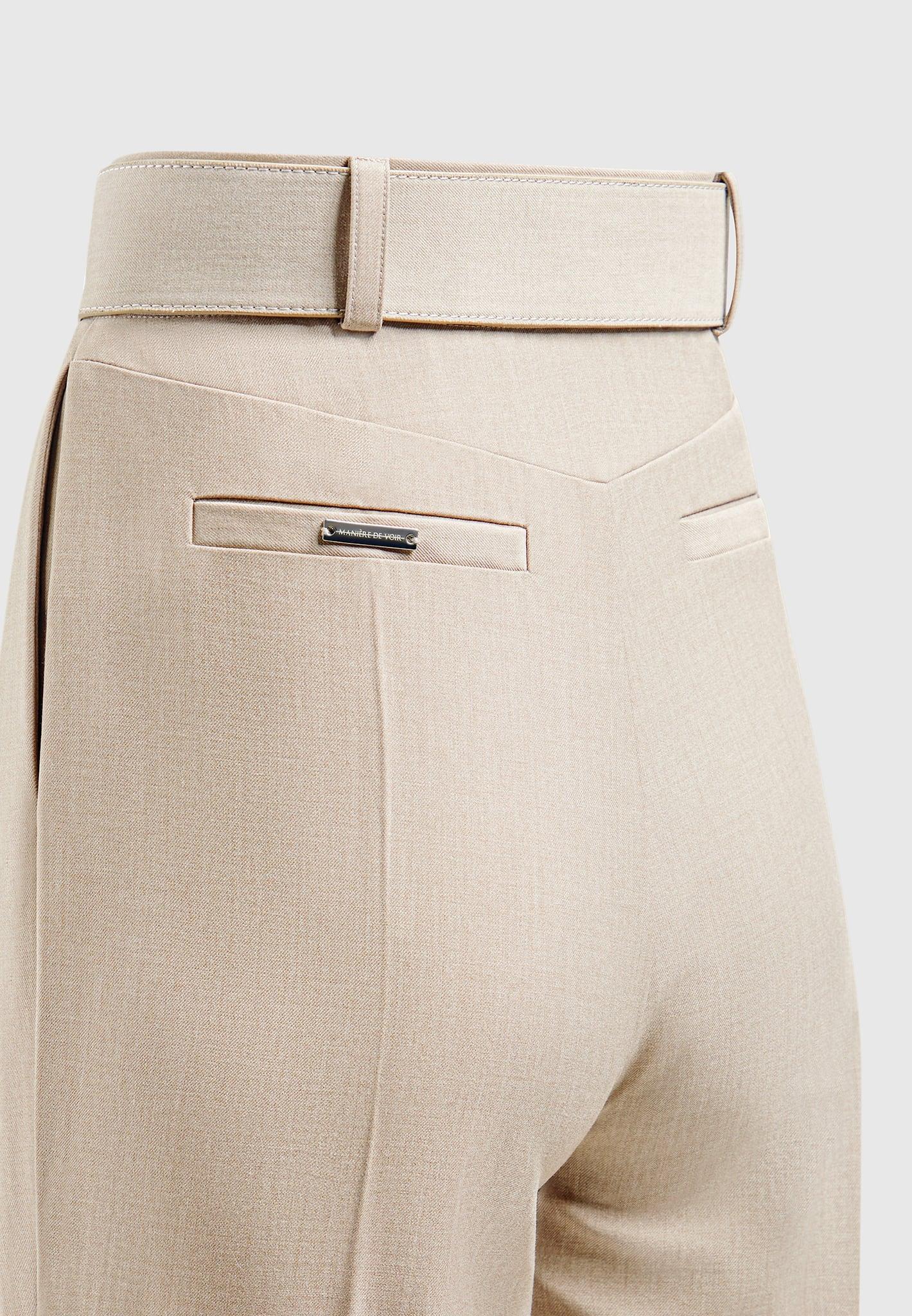 Tailored Pleated Trousers with Eiffel Belt - Taupe Female Product Image