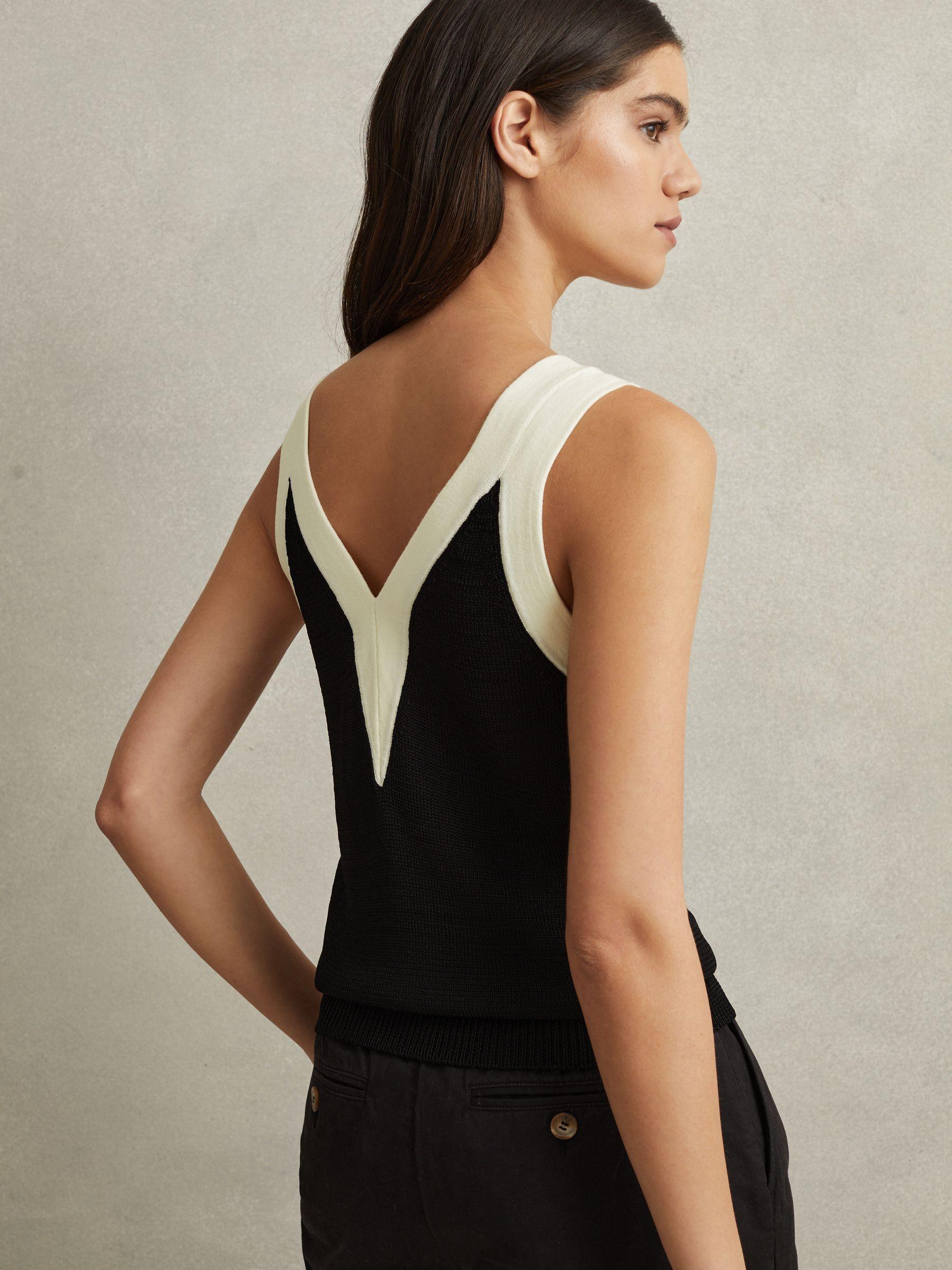 Colourblock V-Neck Vest in Black/White Product Image