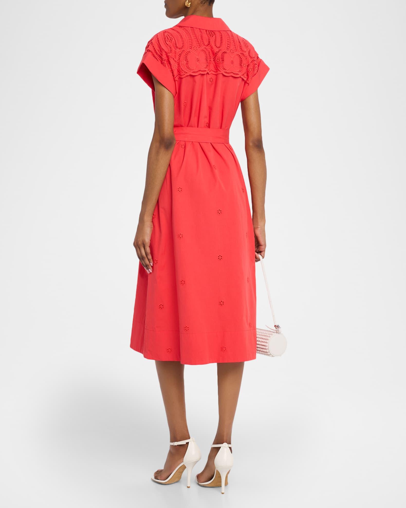 The Freya Embroidered Cotton Midi Shirtdress Product Image