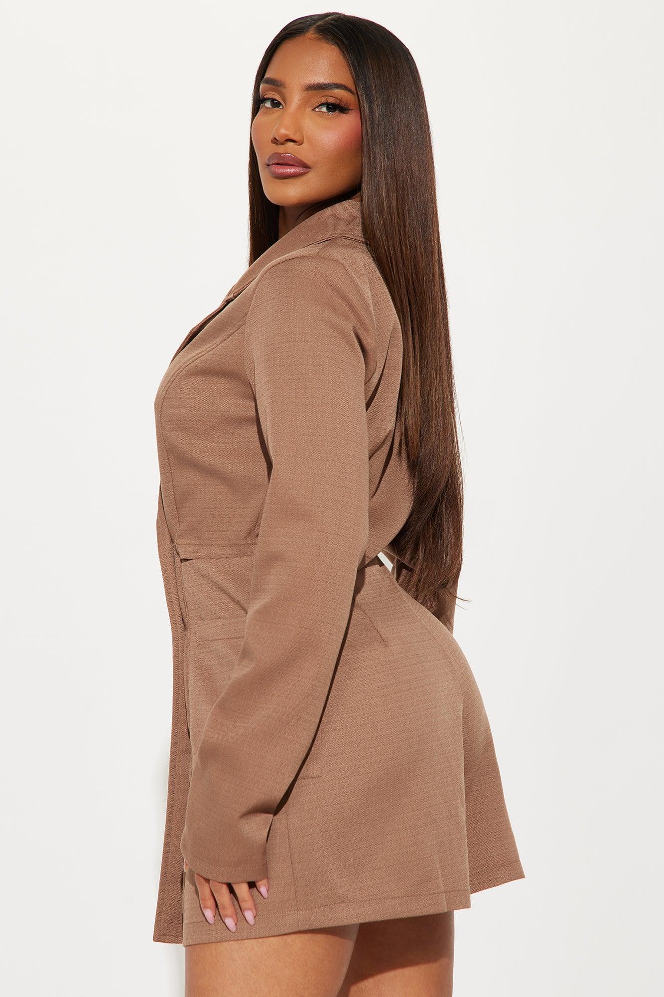 First Quarter Numbers Blazer Romper - Mocha Product Image
