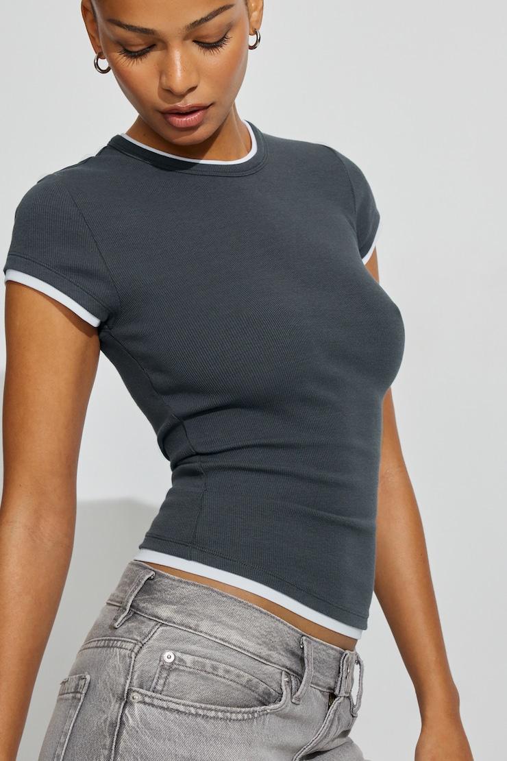 Ribbed Double Layer T-Shirt Product Image