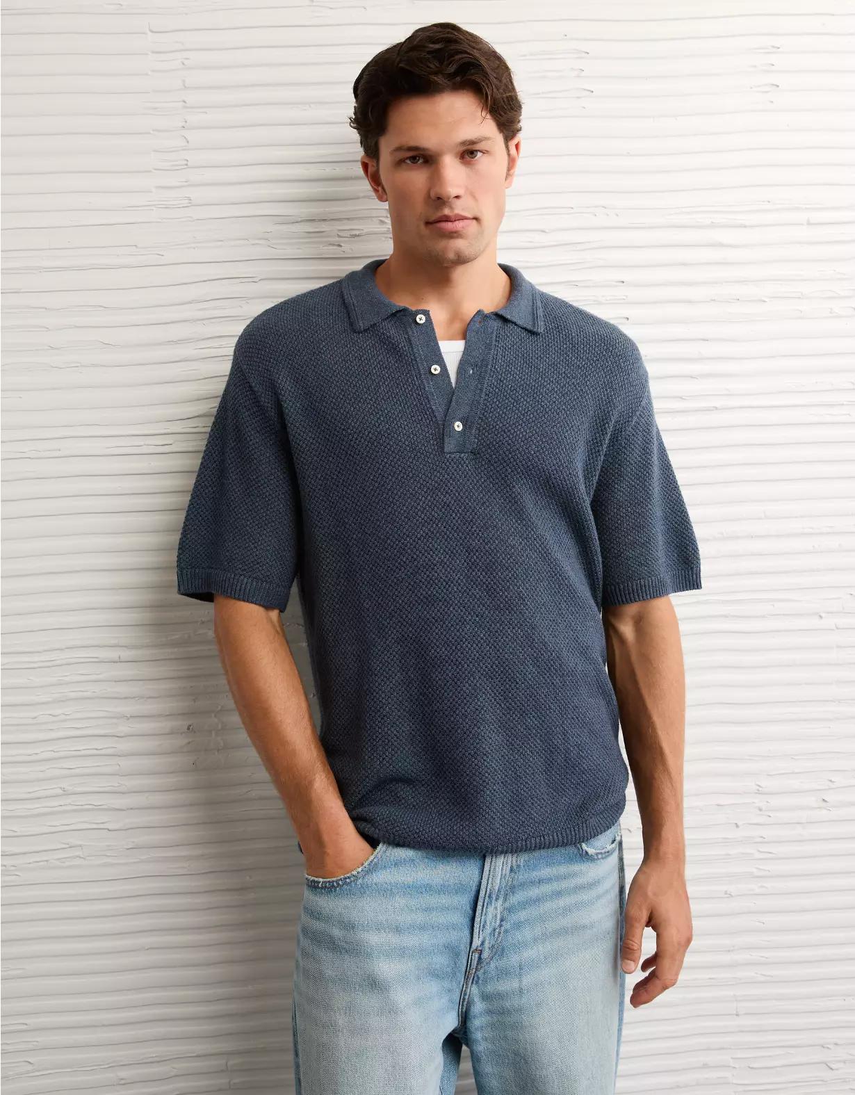AE Pique Sweater Polo Shirt Product Image