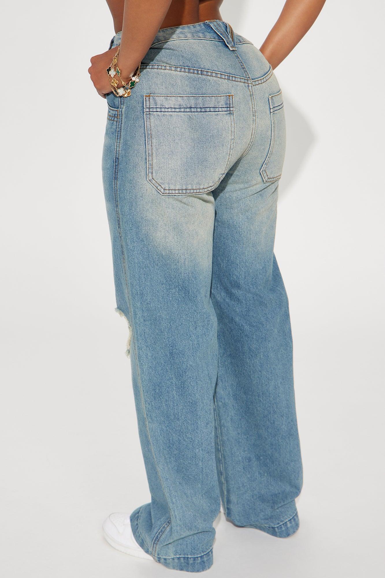 Drew Drop Waist Baggy Jeans - Medium Wash Product Image
