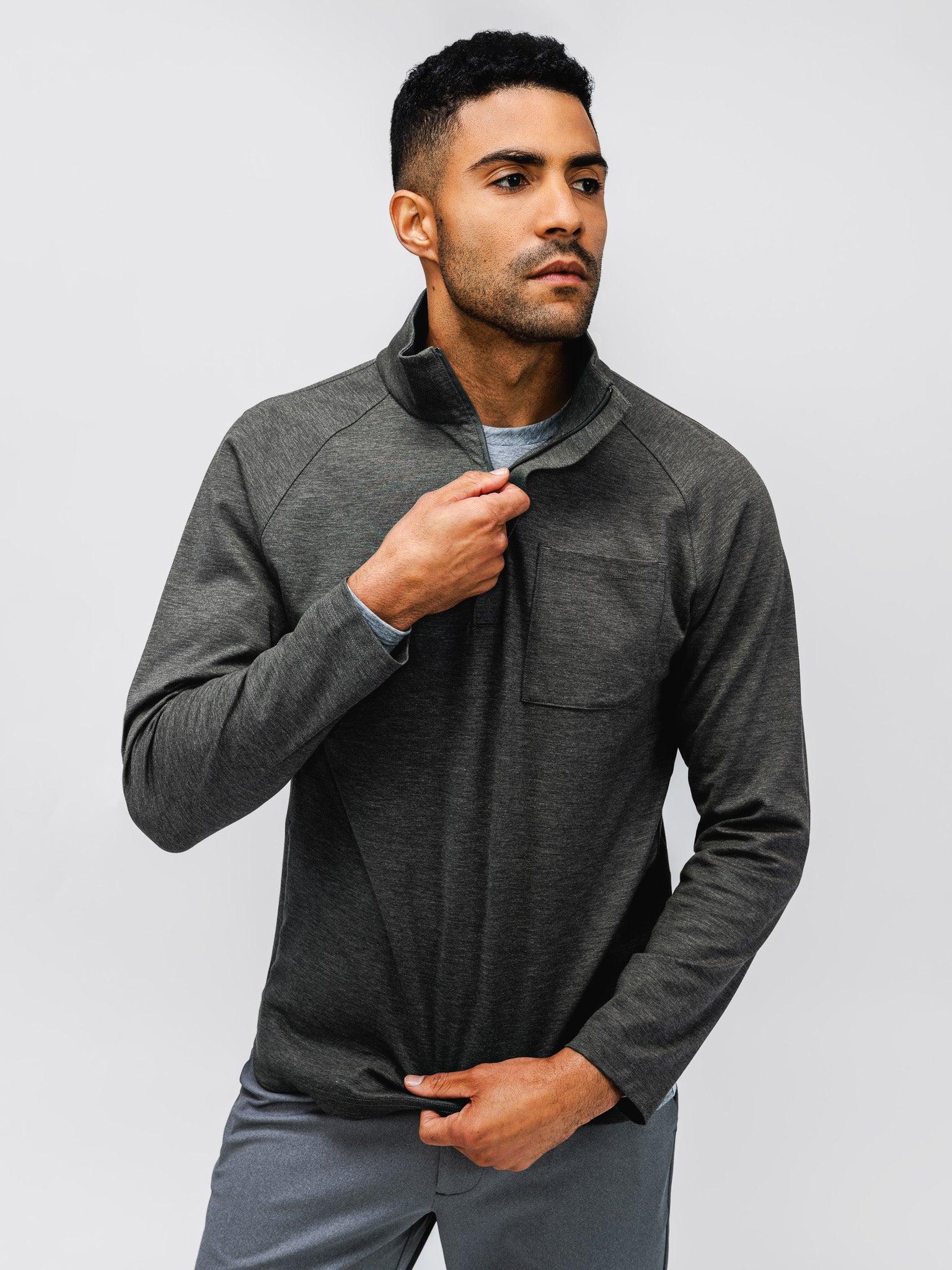 Men's Fusion Double Knit 1/4 Zip - Olive Heather (9L) Male Product Image