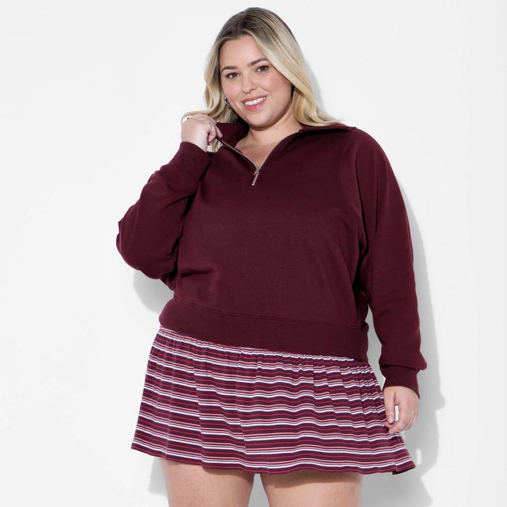 Women's Polo Collar Pullover Sweatshirt - Wild Fable™ Blue M Product Image