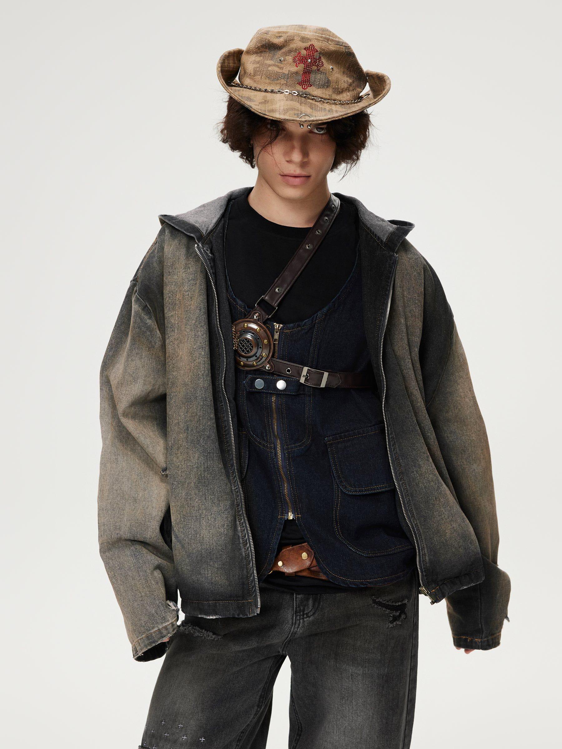 Aelfric Eden Mud Dyeing Denim Zip Up Hoodie Product Image