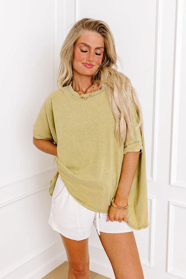 Effortless Vibes Mineral Wash Oversized Tee in Lime Punch Product Image