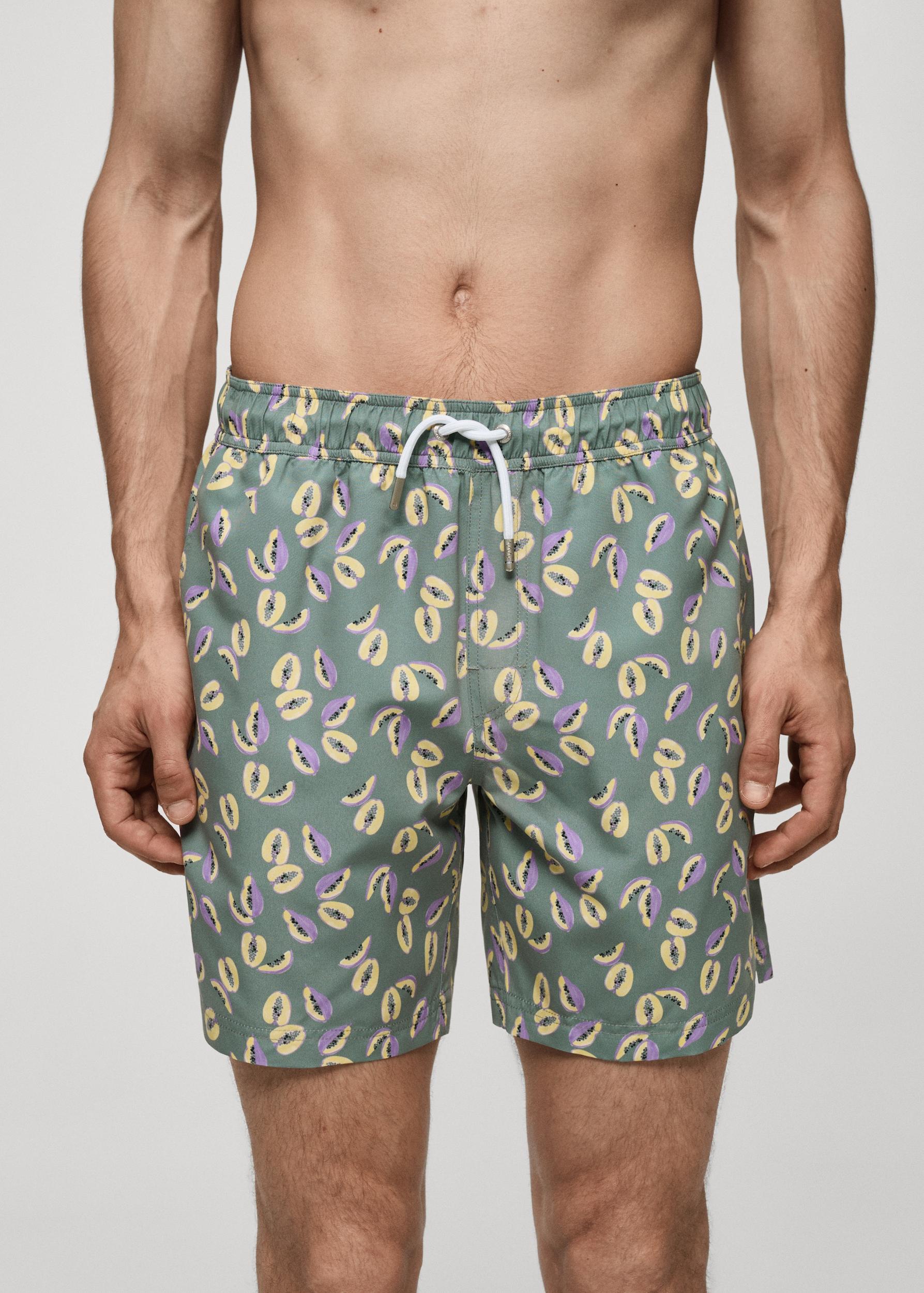 Papaya-print swimsuit - Men | MANGO USA Product Image