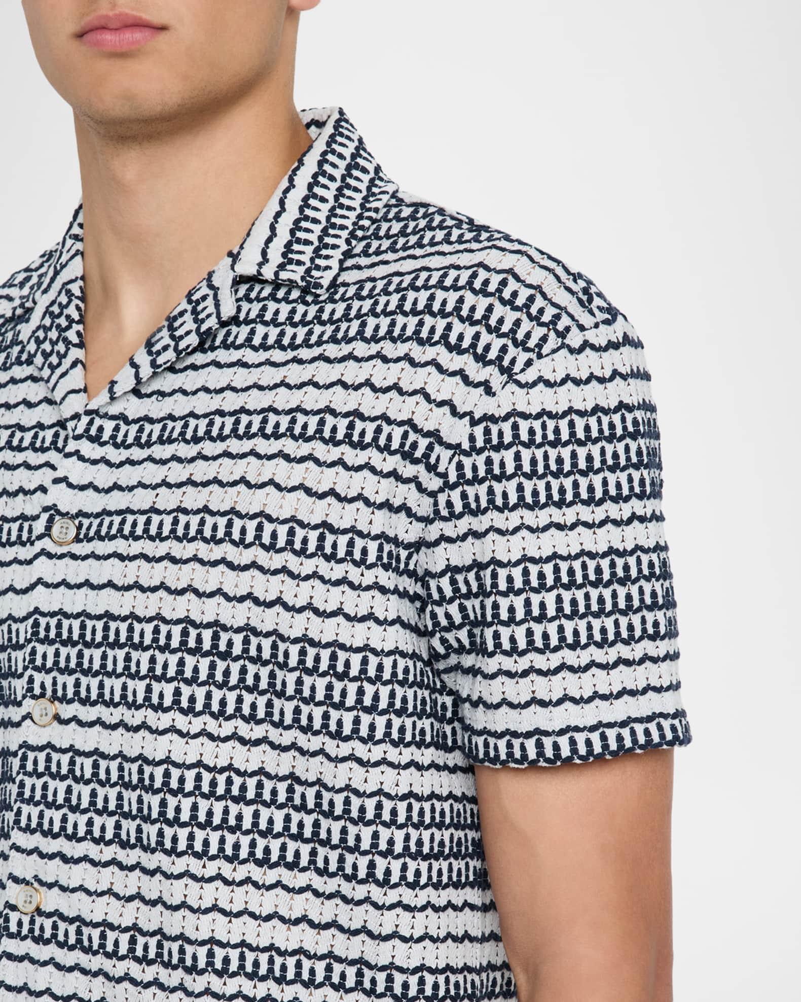 Men's Chez Stripe Crochet Camp Shirt Product Image