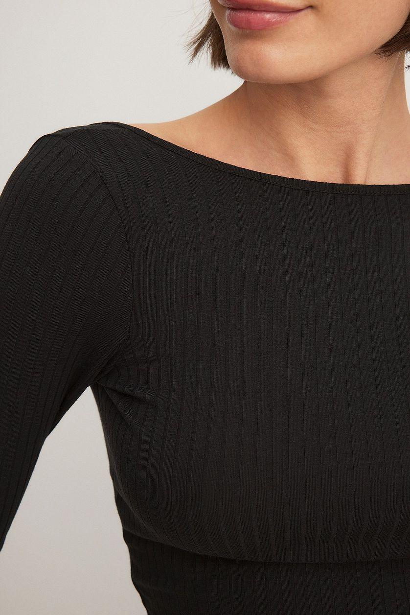 Deep Back Long Sleeve Rib Top Product Image
