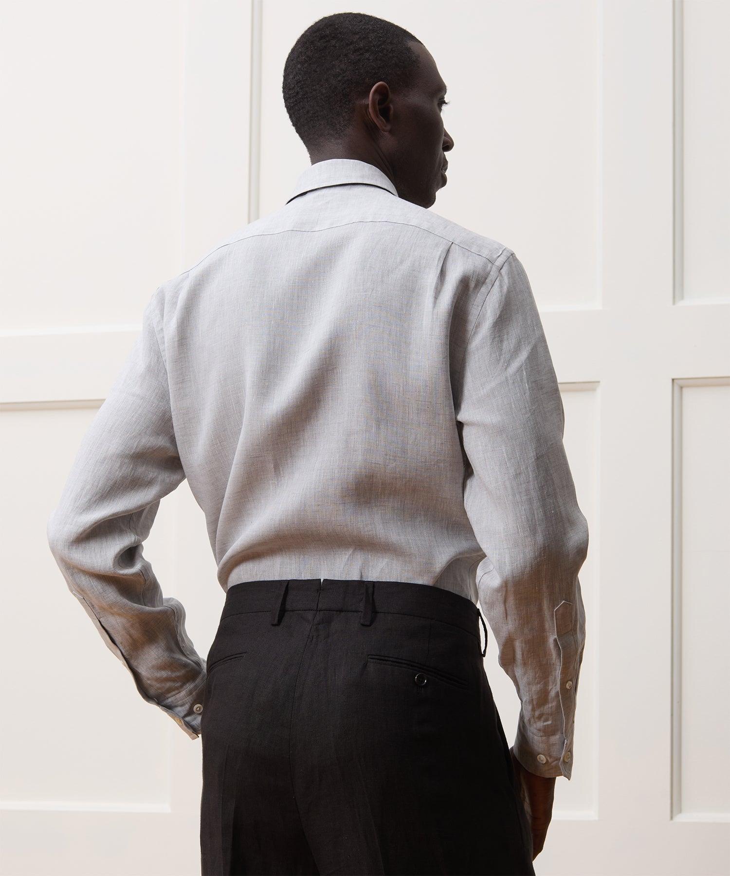 Italian Linen Spread Collar Dress Shirt Product Image