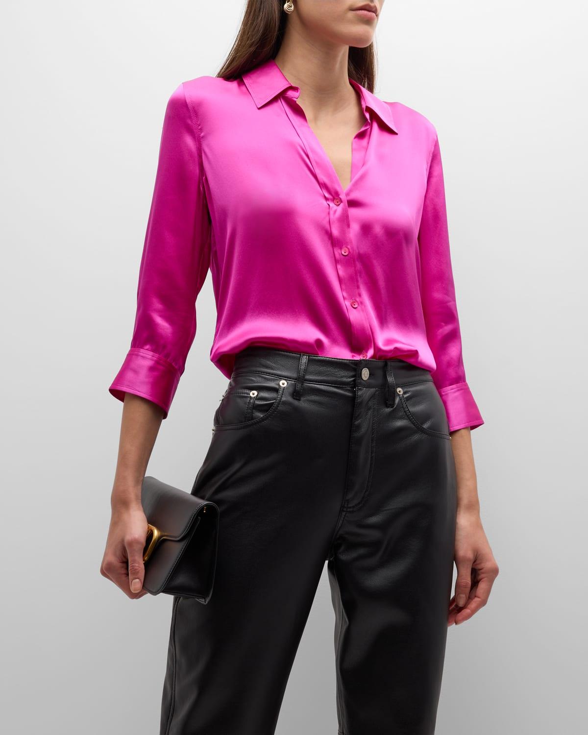 Womens Dani Three-Quarter Sleeve Silk Shirt Product Image