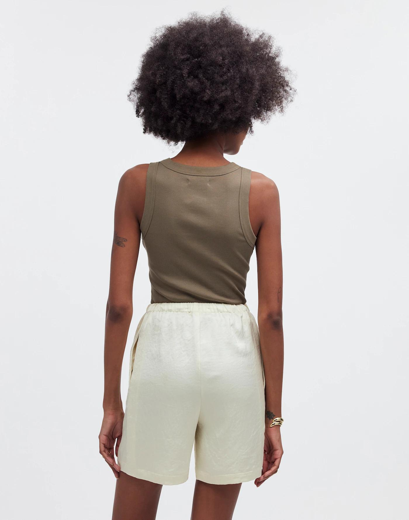 Drawstring Pull-On Shorts in Satin Product Image