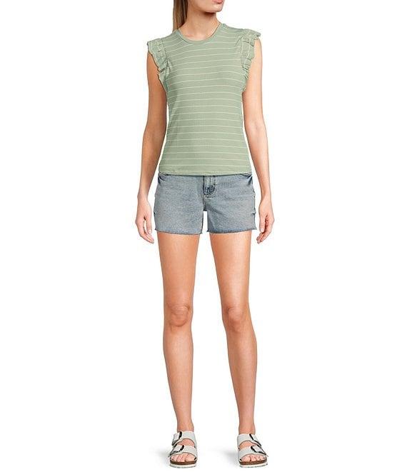 Evolutionary Striped Ruffle Short Sleeve Top Product Image