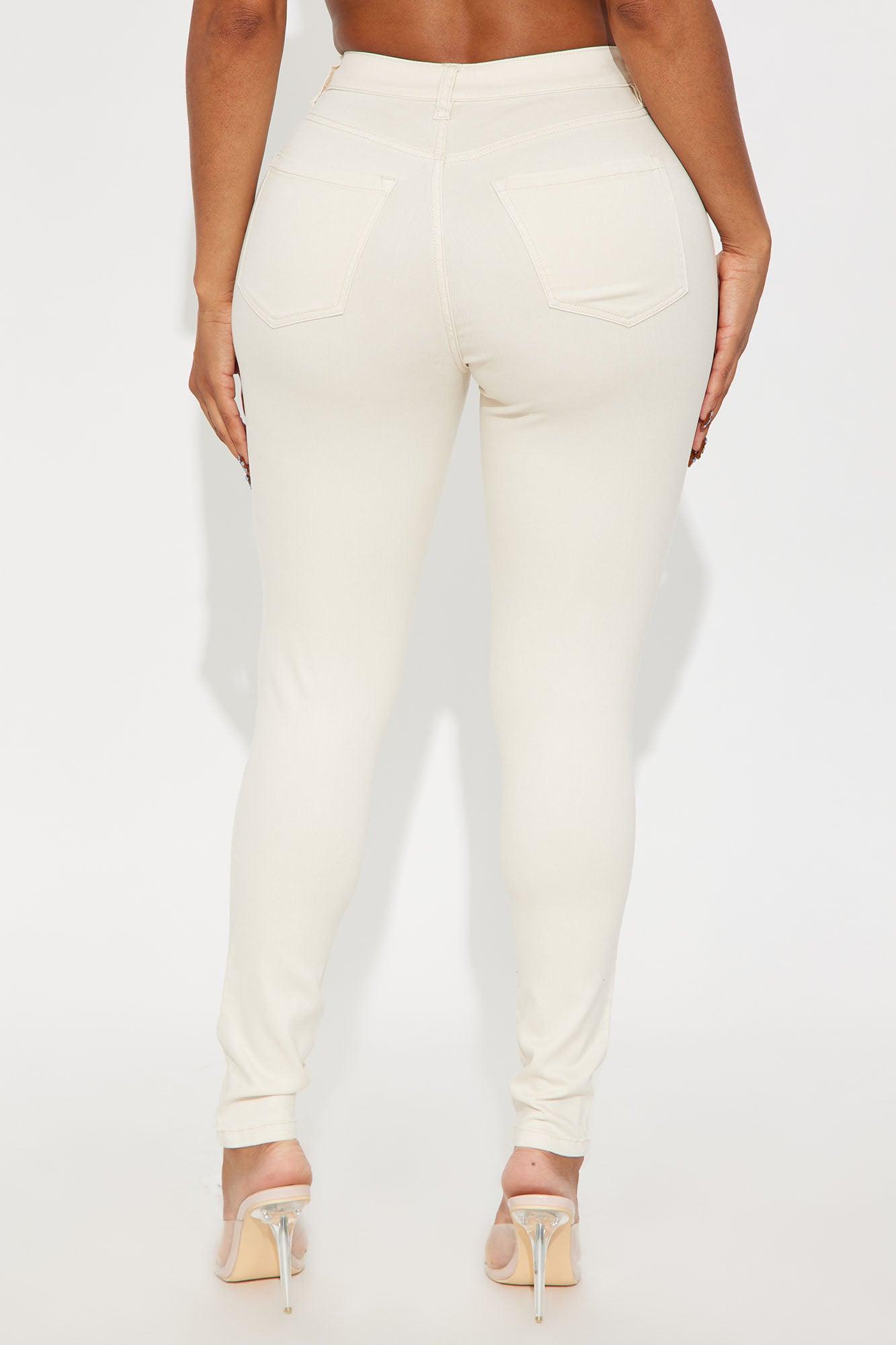 Classic Mid Waist Soft Stretch Skinny Jeans - Beige Female Product Image
