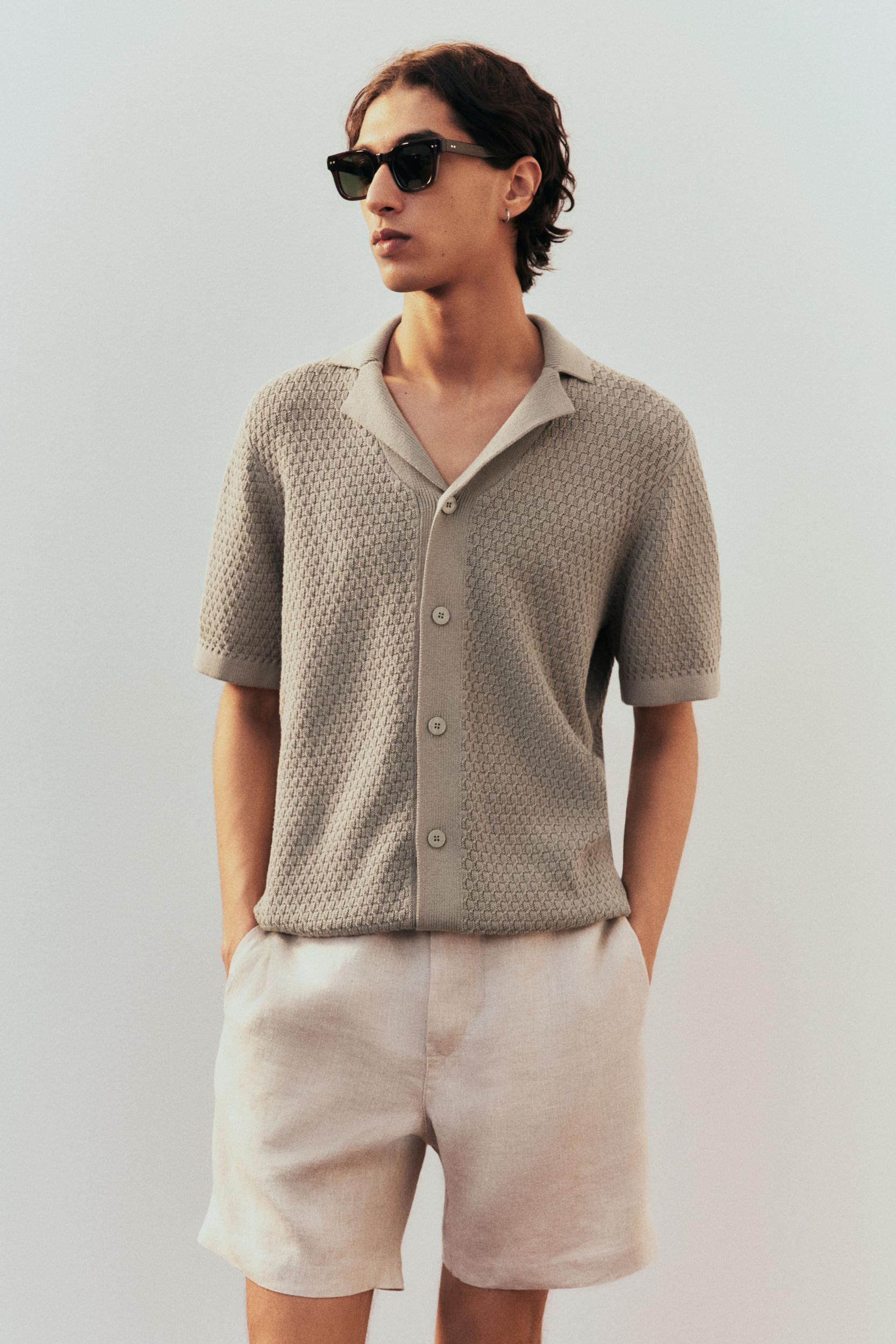 Regular-Fit Textured-Knit Resort Shirt Product Image