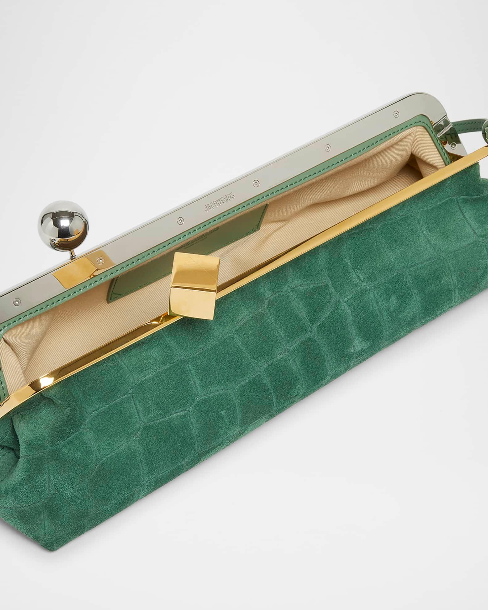 La Pochette Salon Suede Croc-Embossed Shoulder Bag Product Image