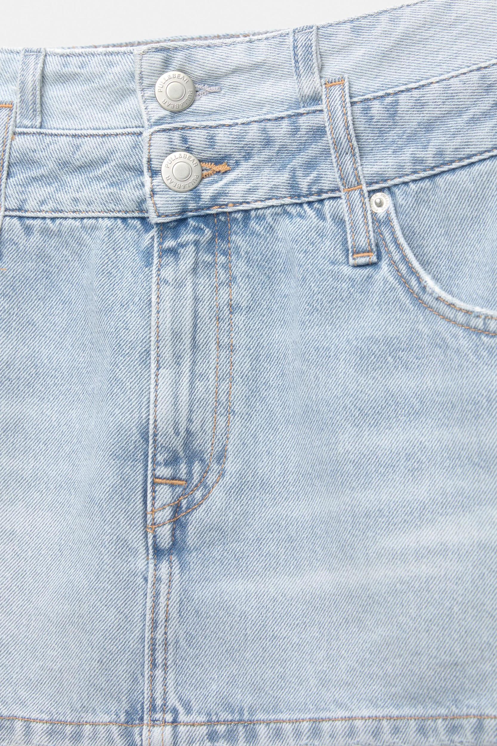 Double waistband denim mini skirt Product Image