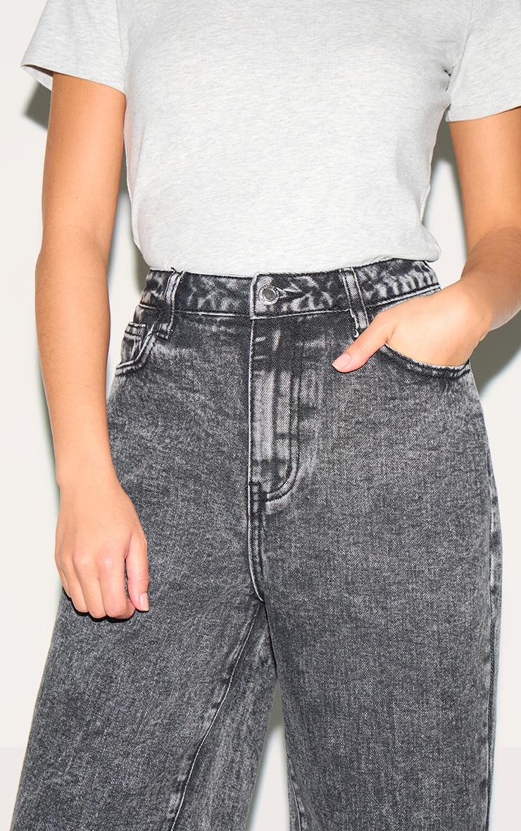 Petite Washed Grey High Waist Straight Leg Jeans Product Image