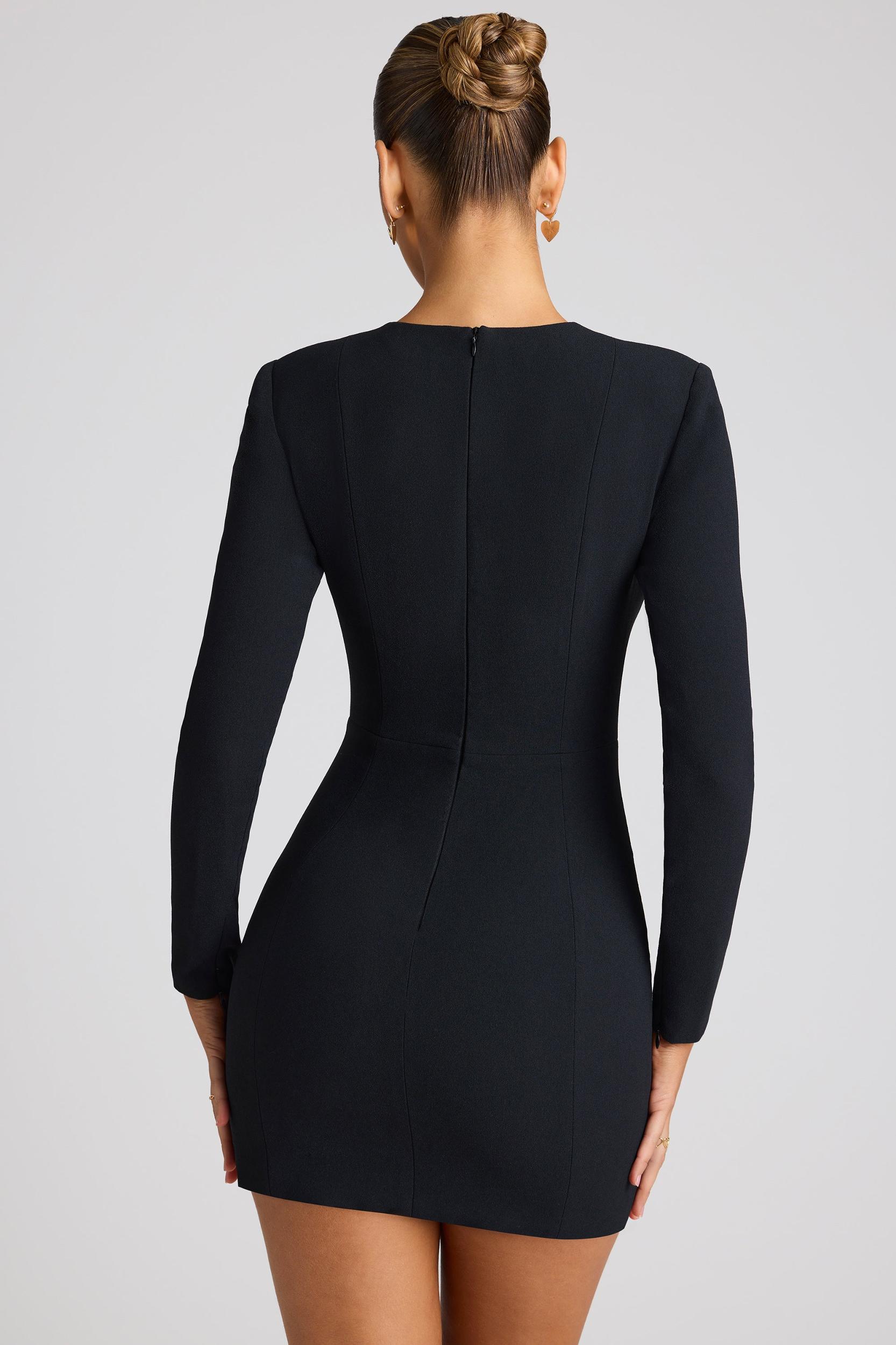 Heart Cut Out Long Sleeve Mini Dress in Black Product Image