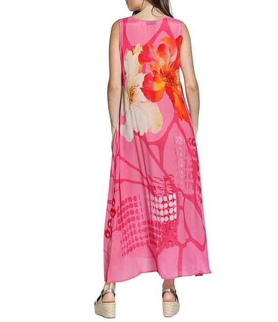 APNY Woven Floral Print V-Neck Sleeveless A-Line Maxi Dress Product Image