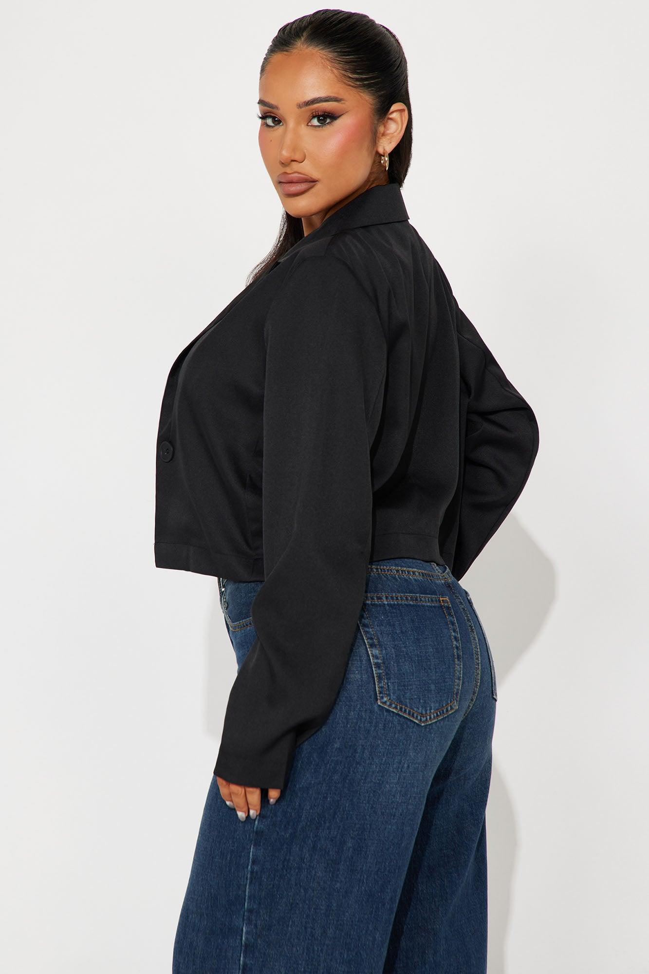 About My Business Cropped Blazer - Black Product Image