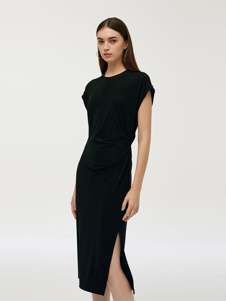 Acetate Side Slit Women Midi Dress Product Image