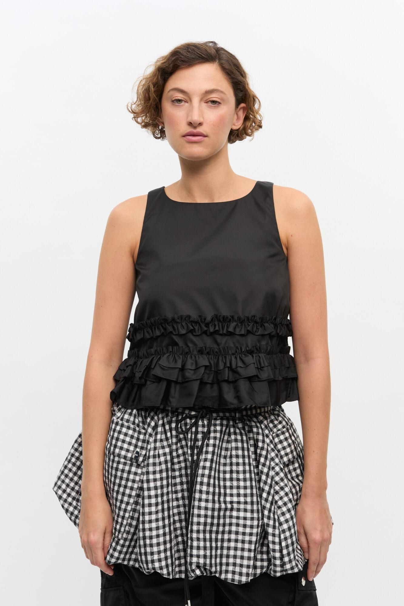 Black Duchesse Nylon Frill Top Product Image