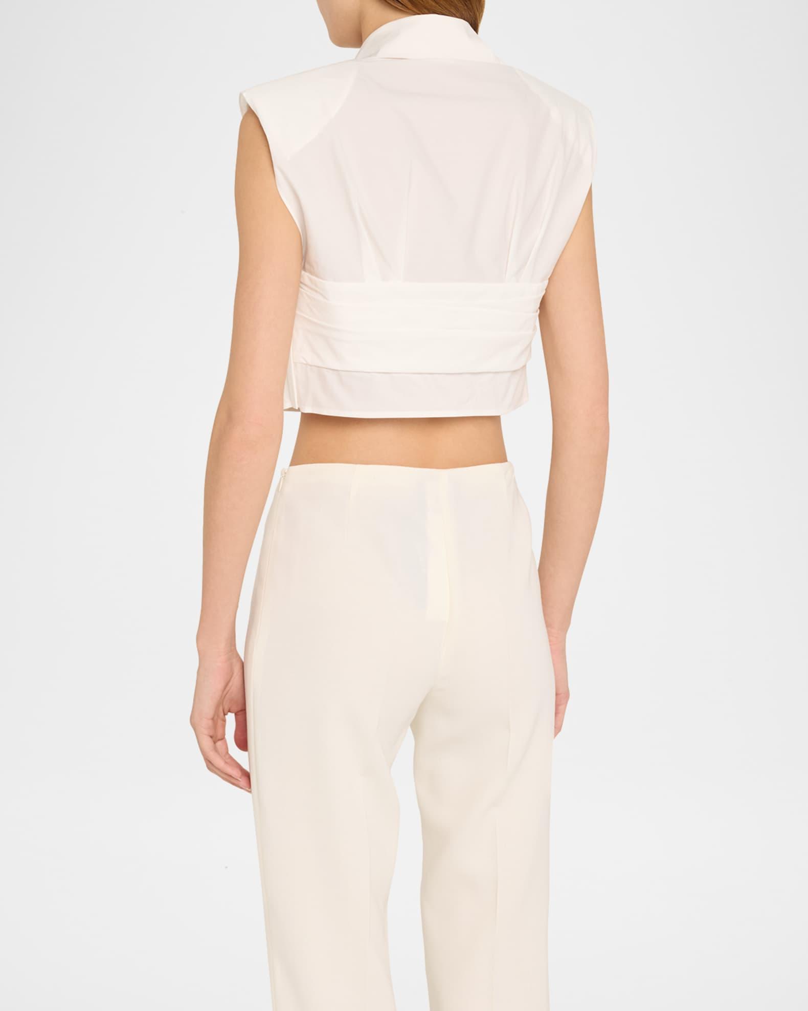 Emie Cropped Box-Sleeve Cotton Poplin Top Product Image