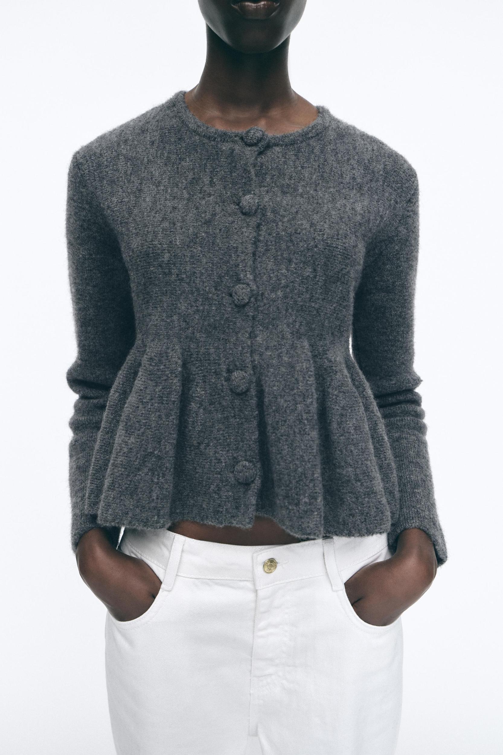 PEPLUM KNIT CARDIGAN Product Image