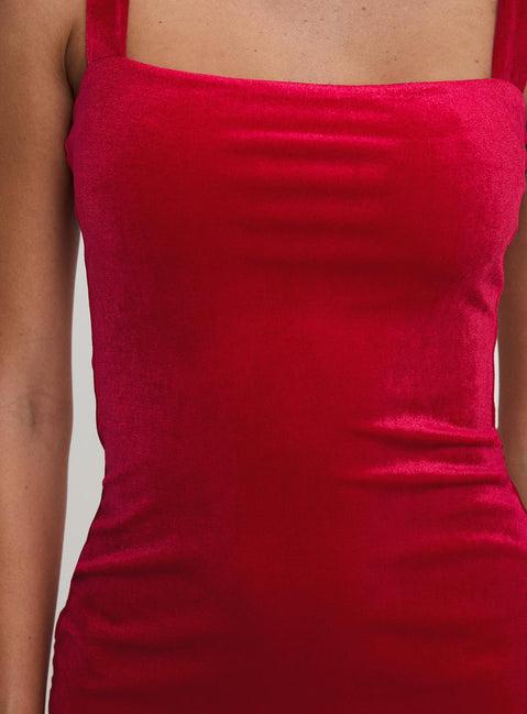 Blushing Velvet Mini Dress Red Product Image