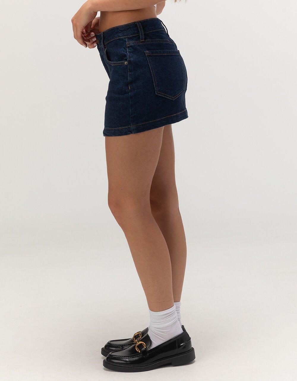 RSQ Womens Low Rise Denim Mini Skirt - DARK RINSE Product Image
