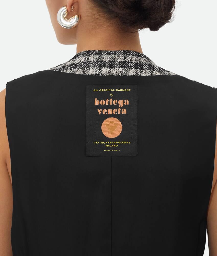 Women's Boucle Gingham Wool Gilet in Black/pearl/khaki Product Image