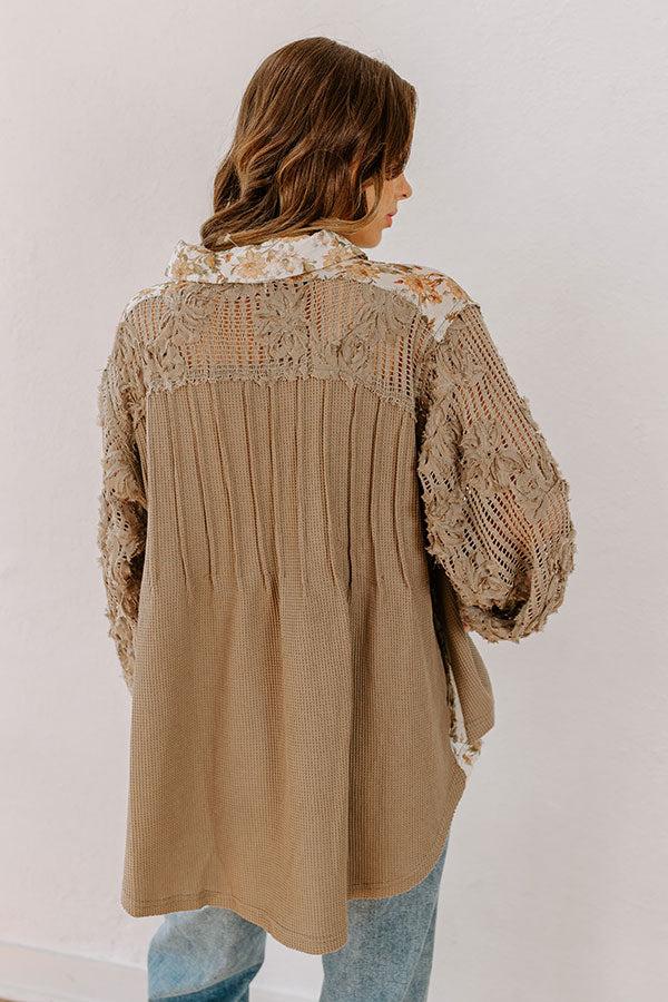 Small Town Cafe Waffle Knit Top Product Image