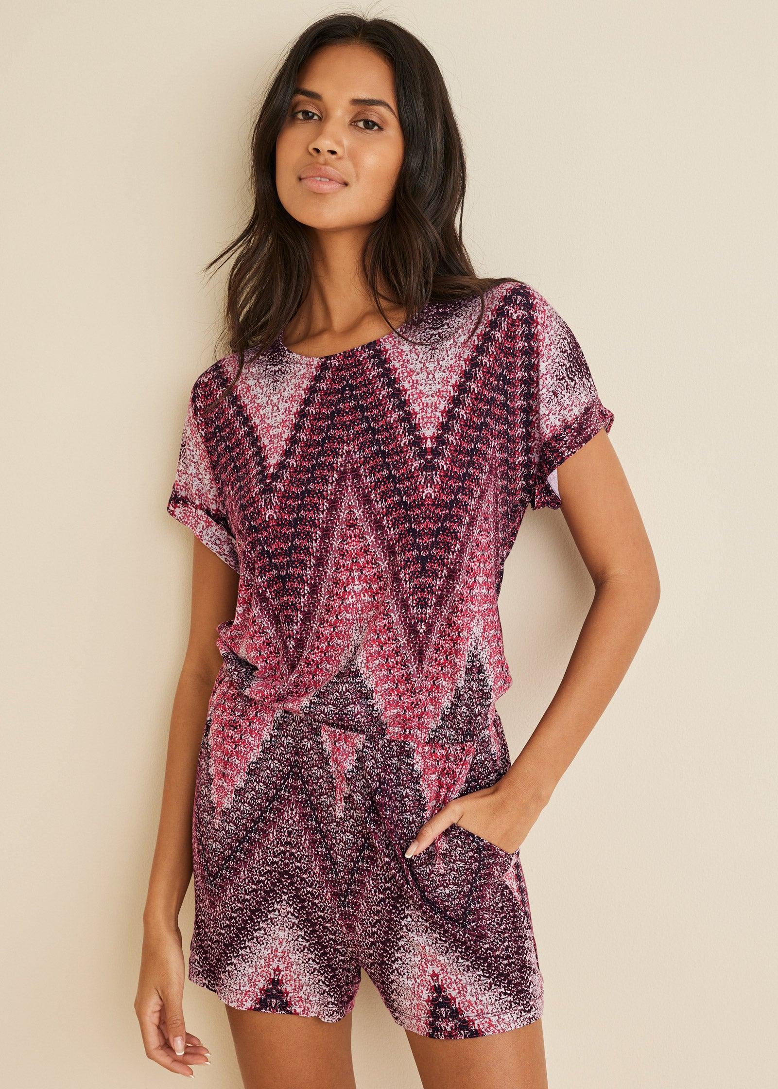 Open Back Romper - Burgundy Multi Product Image