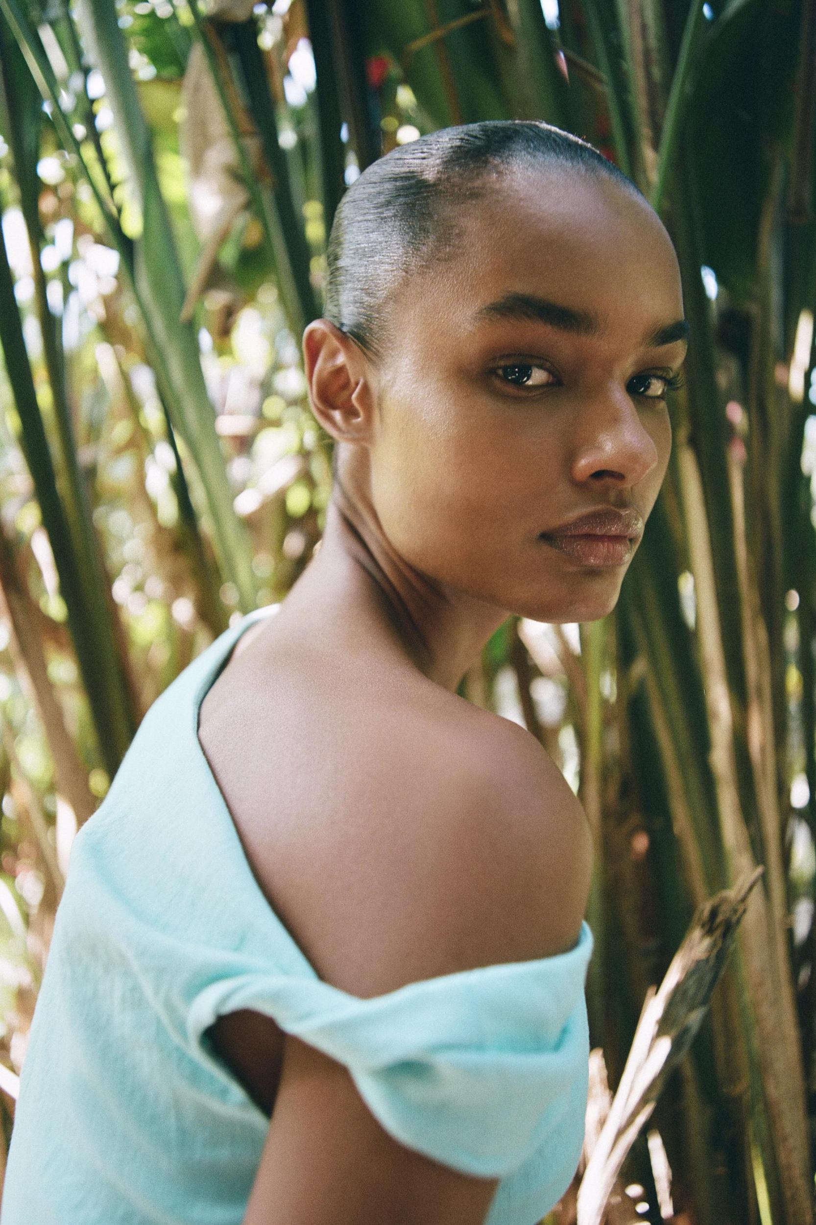 ASYMMETRIC LINEN MIDI DRESS WITH APPLIQUÉ Product Image