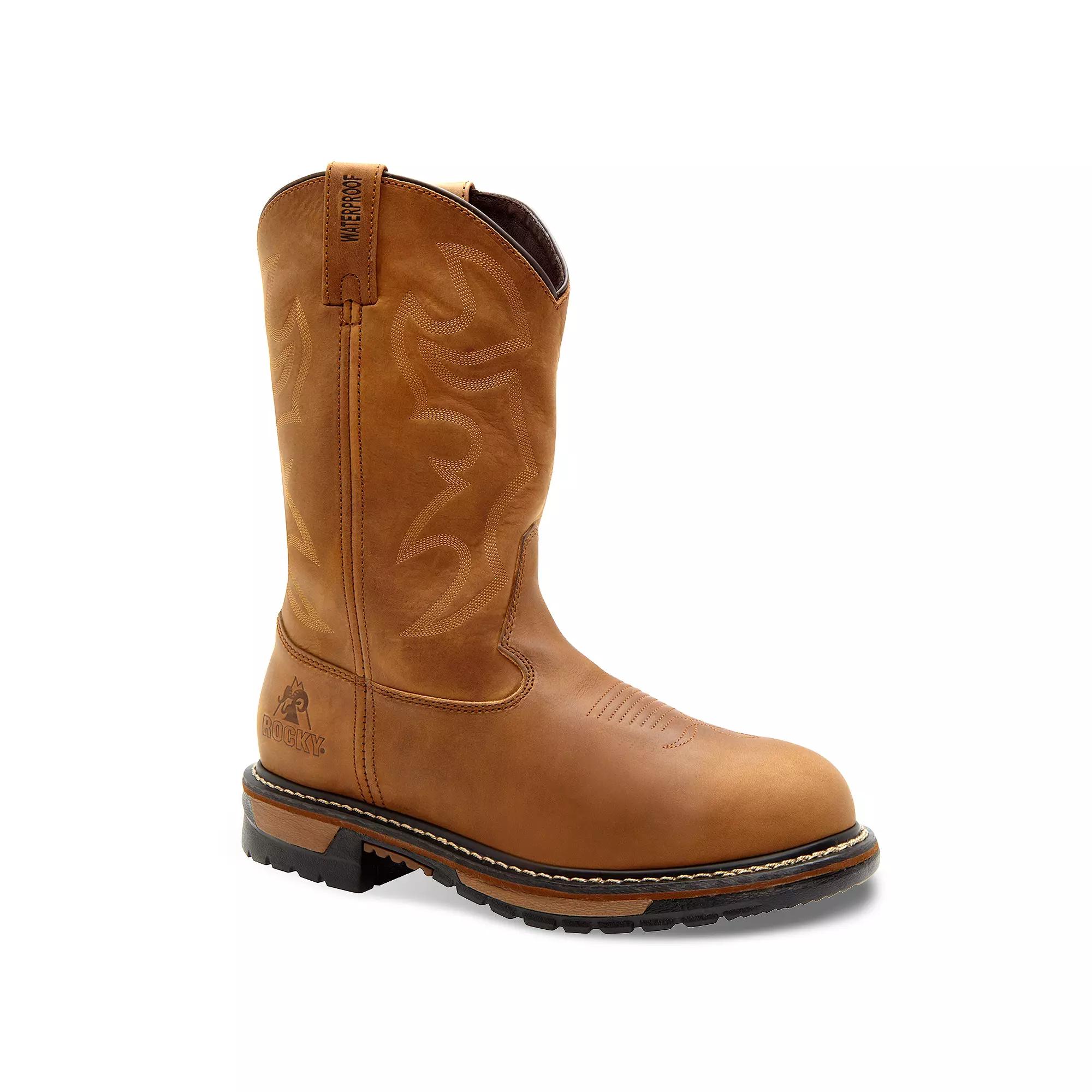 Rocky Original Ride Waterproof Branson Roper Men's Western Work Boots, Size: 7 Medium, Aztec Crazy Horse Product Image