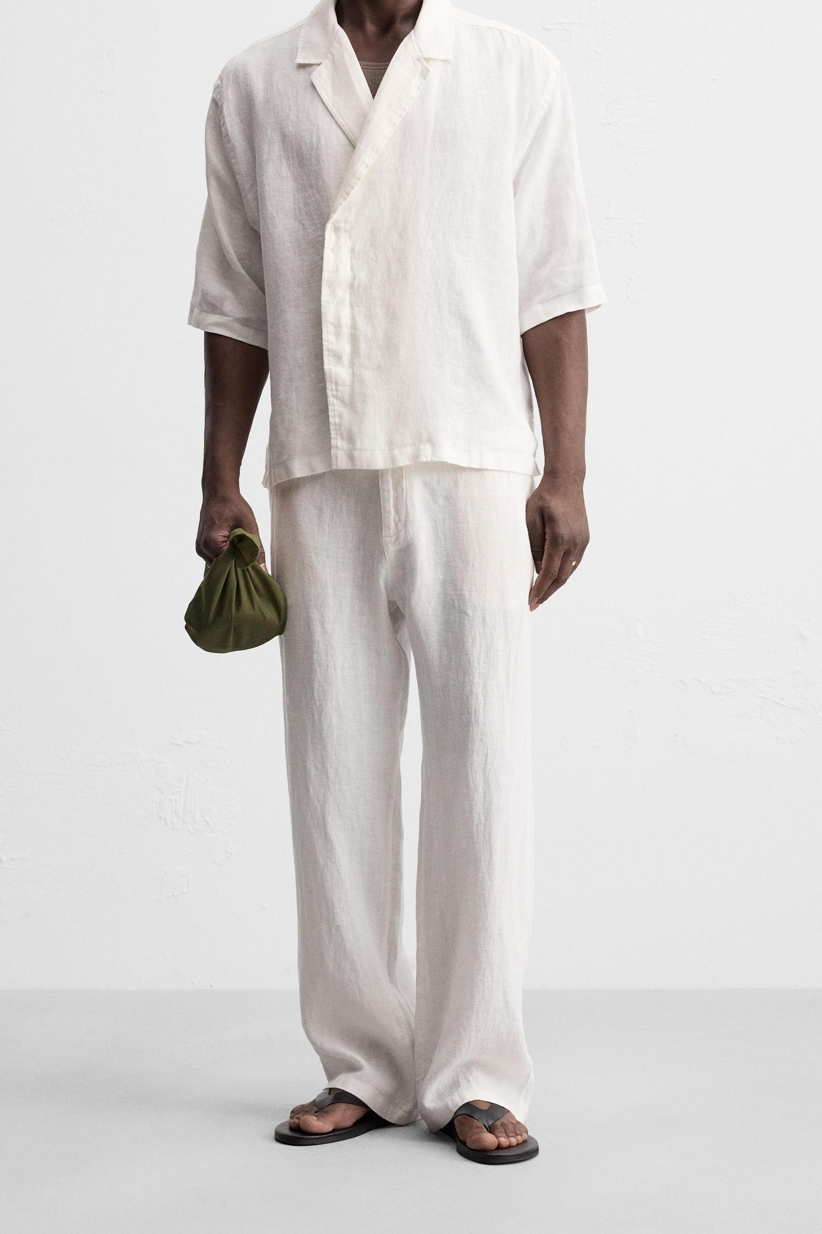 RELAXED FIT 100% LINEN PANTS Product Image